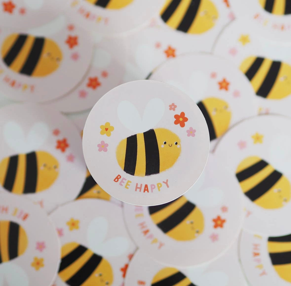 Bee Happy Vinyl Sticker