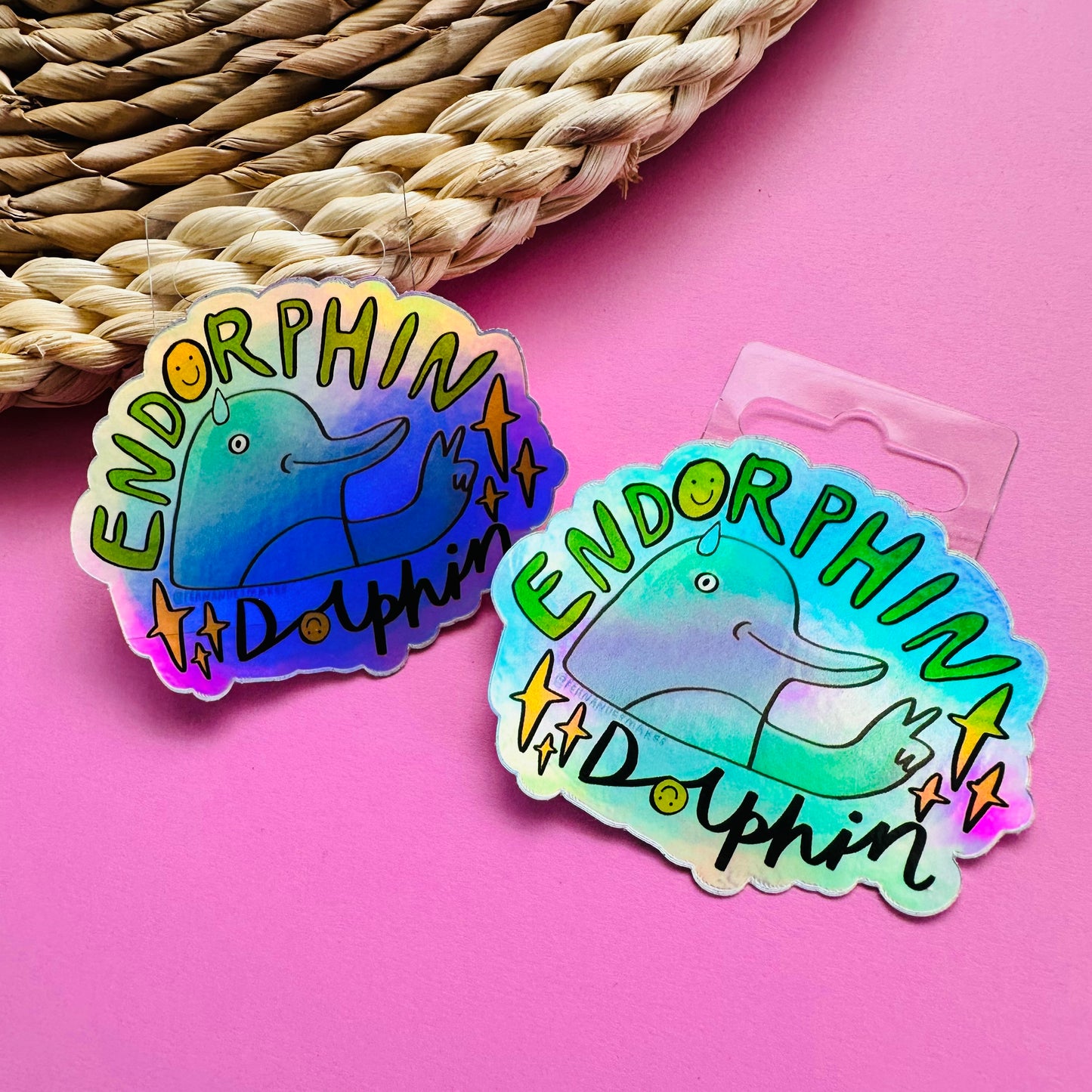 Holographic Endorphin Dolphin Sticker