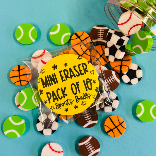 Mini Eraser Pack Of 10 - Sports Balls