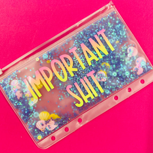 Yellow Important Shit Sparkle Wallet A6